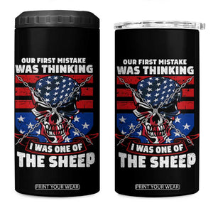 Your First Mistake Was Thinking I Was One Of The Sheep Skull Flag Patriotic 4 in 1 Can Cooler Tumbler TB09 One Size: 16 oz Black Print Your Wear