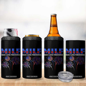 Funny 4th Of July 4 in 1 Can Cooler Tumbler MILF Man I Love Fireworks Patriotic Independence Day TB09 Print Your Wear