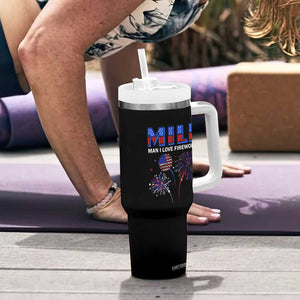 Funny 4th Of July Tumbler With Handle MILF Man I Love Fireworks Patriotic Independence Day TB09 Print Your Wear