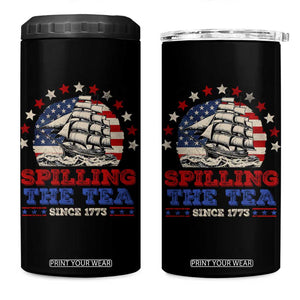 Funny 4th Of July 4 in 1 Can Cooler Tumbler Spilling The Tea Since 1773 TB09 One Size: 16 oz Black Print Your Wear