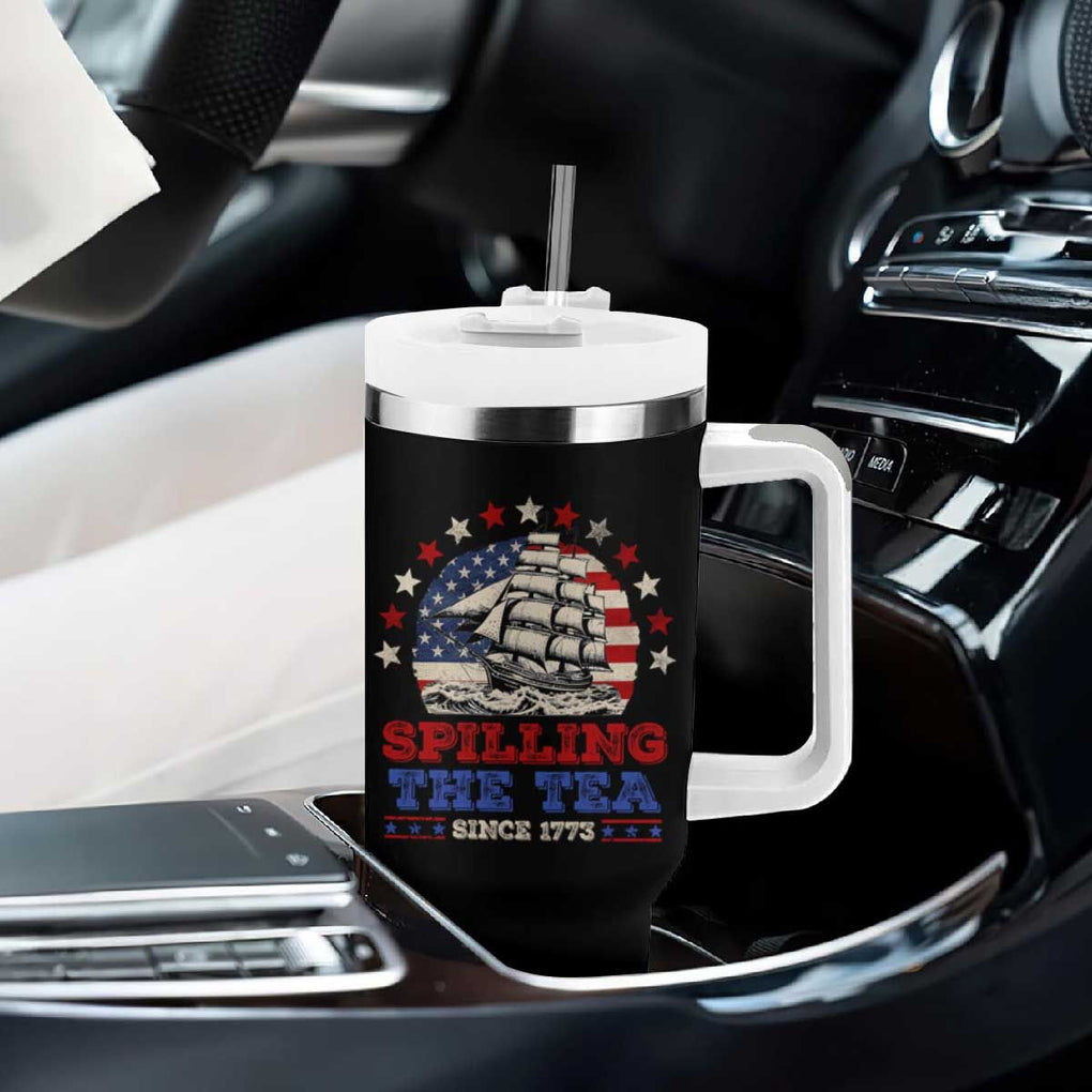 Funny 4th Of July Tumbler With Handle Spilling The Tea Since 1773 TB09 Print Your Wear