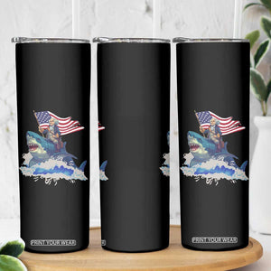 Funny 4th Of July Skinny Tumbler George Washington Riding Shark Patriotic Independence Day TB09 Print Your Wear