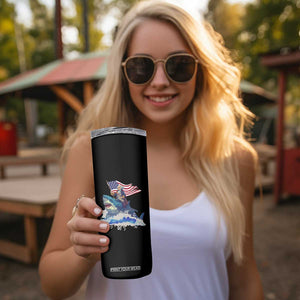 Funny 4th Of July Skinny Tumbler George Washington Riding Shark Patriotic Independence Day TB09 Print Your Wear