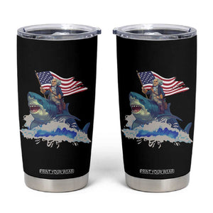 Funny 4th Of July Tumbler Cup George Washington Riding Shark Patriotic Independence Day TB09 Black Print Your Wear