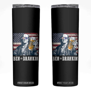 Funny 4th Of July Drinking Skinny Tumbler Ben Drankin Benjamin Franklin Patriotic Party TB09 Black Print Your Wear