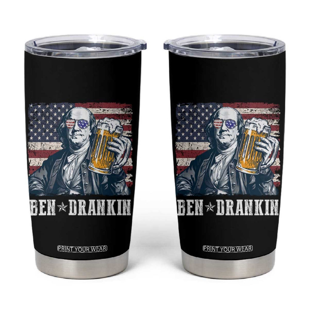 Funny 4th Of July Drinking Tumbler Cup Ben Drankin Benjamin Franklin Patriotic Party TB09 Black Print Your Wear