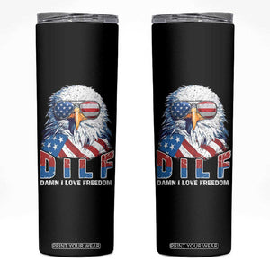 Funny 4th Of July Skinny Tumbler Damn I Love Freedom TB09 Black Print Your Wear