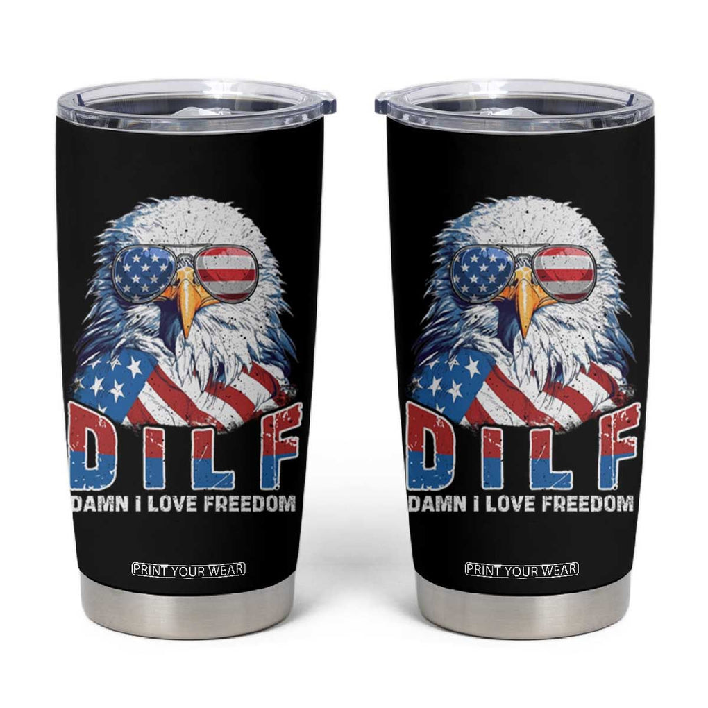 Funny 4th Of July Tumbler Cup Damn I Love Freedom TB09 Black Print Your Wear