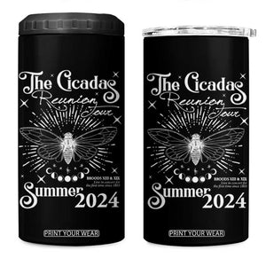 The Cicada Reunion U.S Tour 2024 4 in 1 Can Cooler Tumbler Broods XIII & XIX Cicadas Concert Fest TB09 One Size: 16 oz Black Print Your Wear