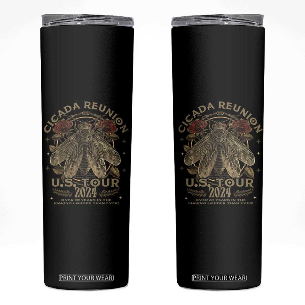 The Cicada Reunion U.S Tour 2024 Skinny Tumbler Broods XIII & XIX Vintage Cicadas Concert Fest TB09 Black Print Your Wear