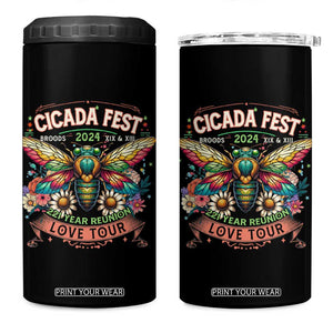 Cicada Fest 2024 4 in 1 Can Cooler Tumbler Broods XIII & XIX 221 Year Reunion Tour TB09 One Size: 16 oz Black Print Your Wear