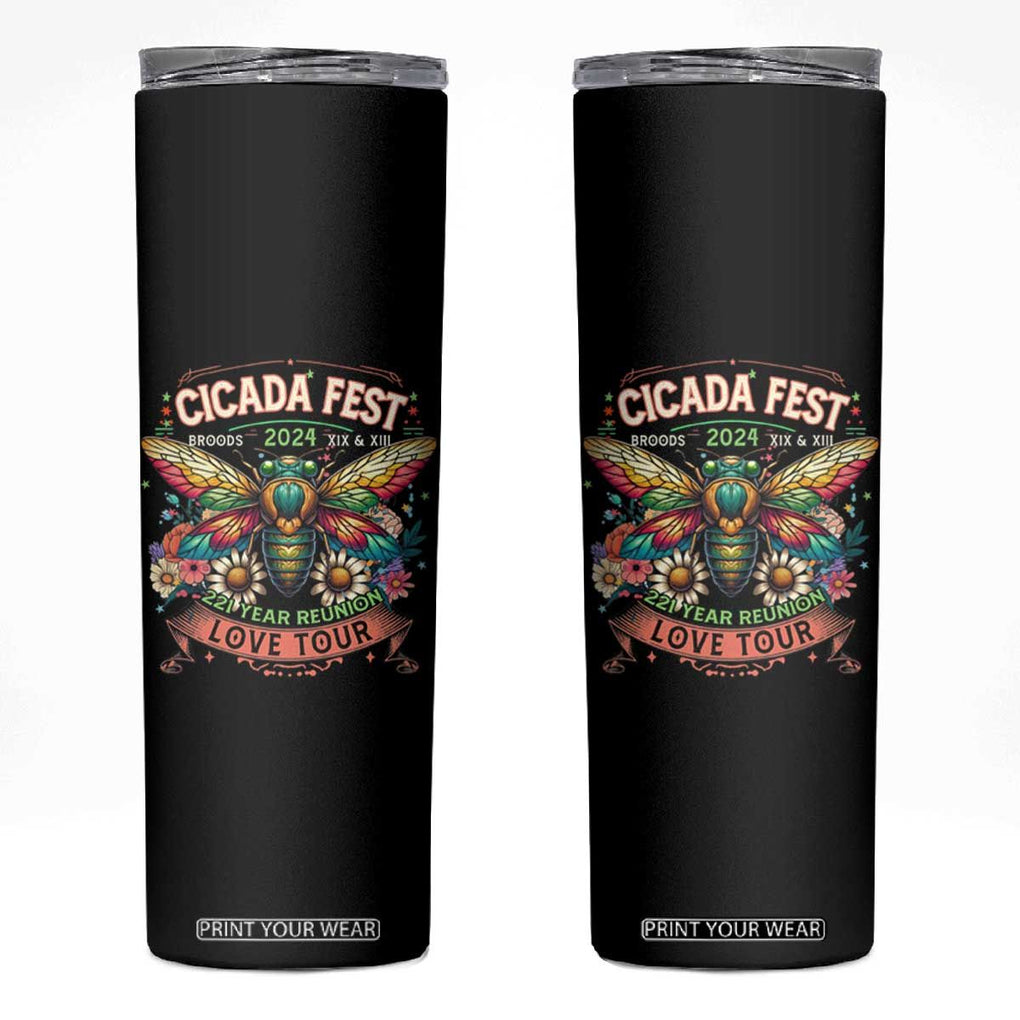 Cicada Fest 2024 Skinny Tumbler Broods XIII & XIX 221 Year Reunion Tour TB09 Black Print Your Wear