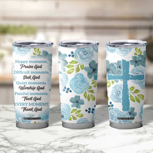 Christian Tumbler Cup Thank God Faith Flower Christ Cross TB09 Print Your Wear