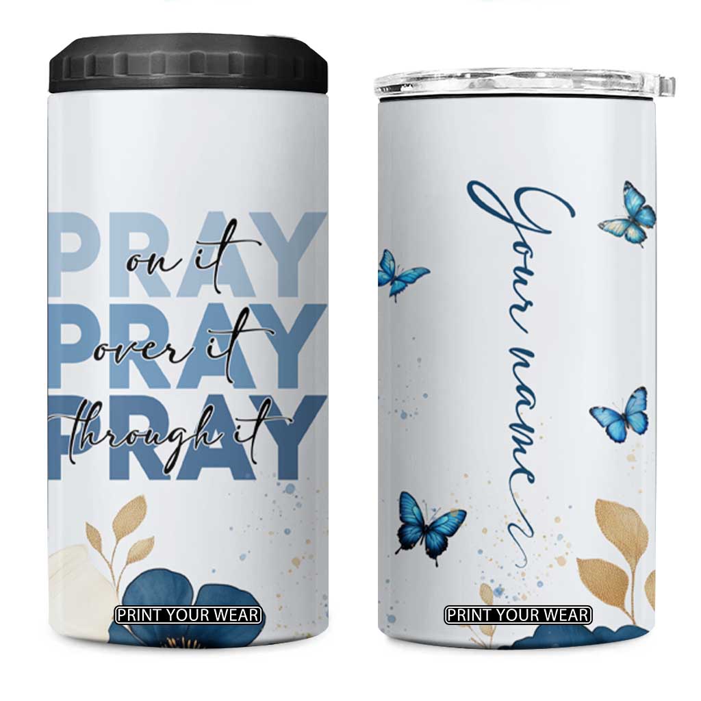 Personalized Christian Prayer 4 in 1 Can Cooler Tumbler Custom Name Pray On It Pray Over It TB09 One Size: 16 oz Blue Print Your Wear