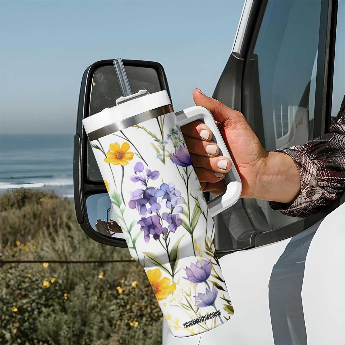 Christian Tumbler With Handle Faith Does Not Make Things Easy It Makes Them Possible TB09 Print Your Wear
