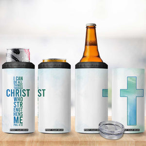 Christian 4 in 1 Can Cooler Tumbler I Can Do All Things Through Christ Watercolor Christ Cross TB09 Print Your Wear