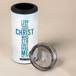 Christian 4 in 1 Can Cooler Tumbler I Can Do All Things Through Christ Watercolor Christ Cross TB09 Print Your Wear