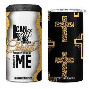 Christian 4 in 1 Can Cooler Tumbler I Can Do All Things Through Christ Aesthetic TB09 One Size: 16 oz Black Print Your Wear