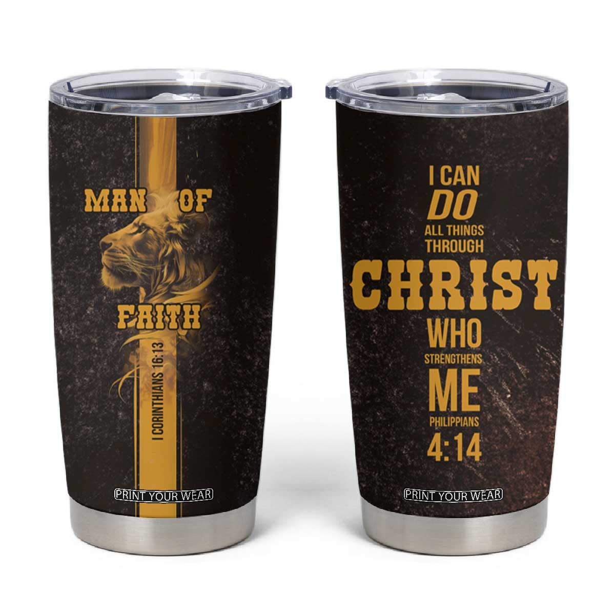 Christian Gifts For Men Tumbler Cup Man Of Faith I Can Do All Things Through Christ TB09 Black Print Your Wear