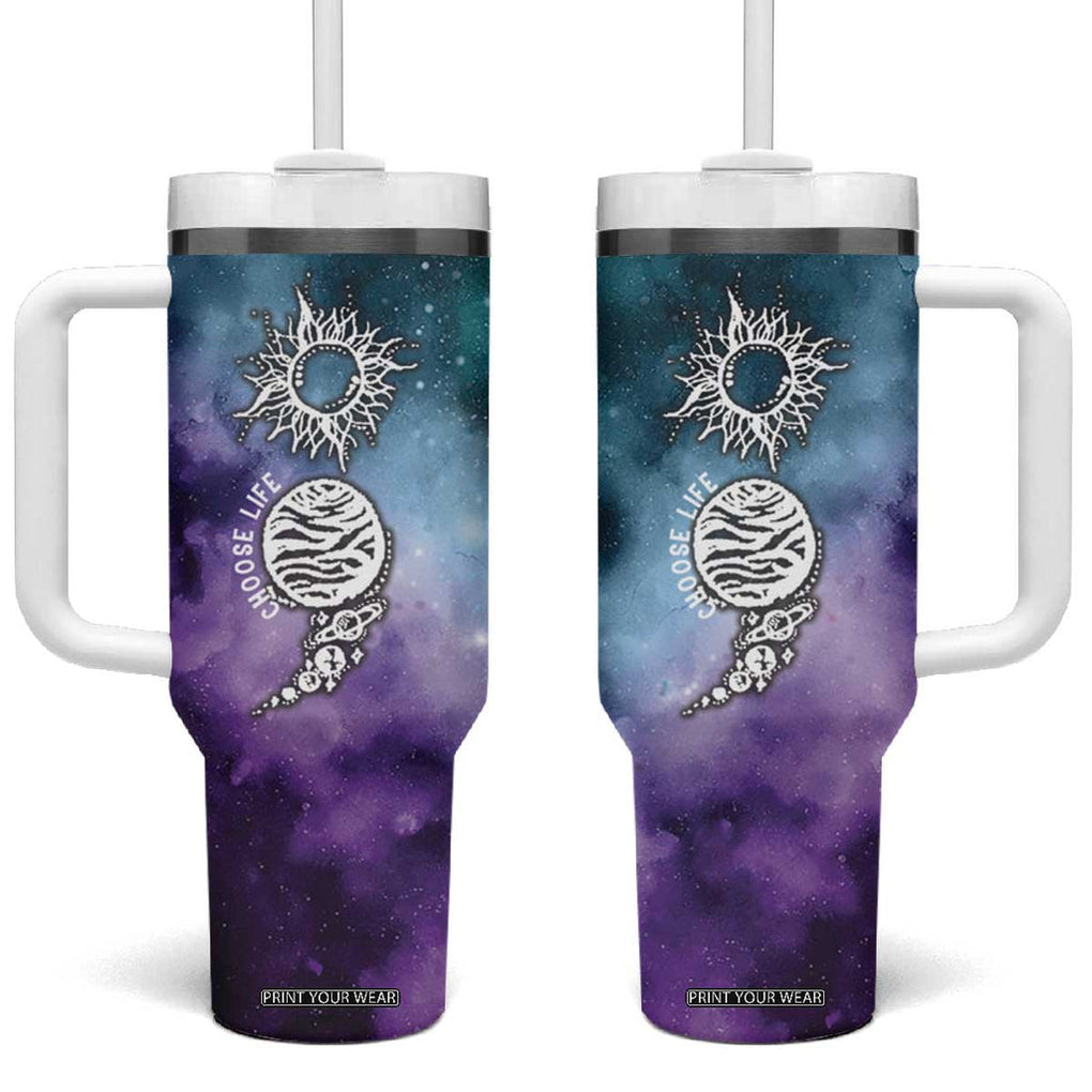 Suicide Prevention Awareness Tumbler With Handle Choose Life Planets Semicolon Teal Purple Galaxy Outer Space TB09 One Size: 40 oz Teal Purple Print Your Wear