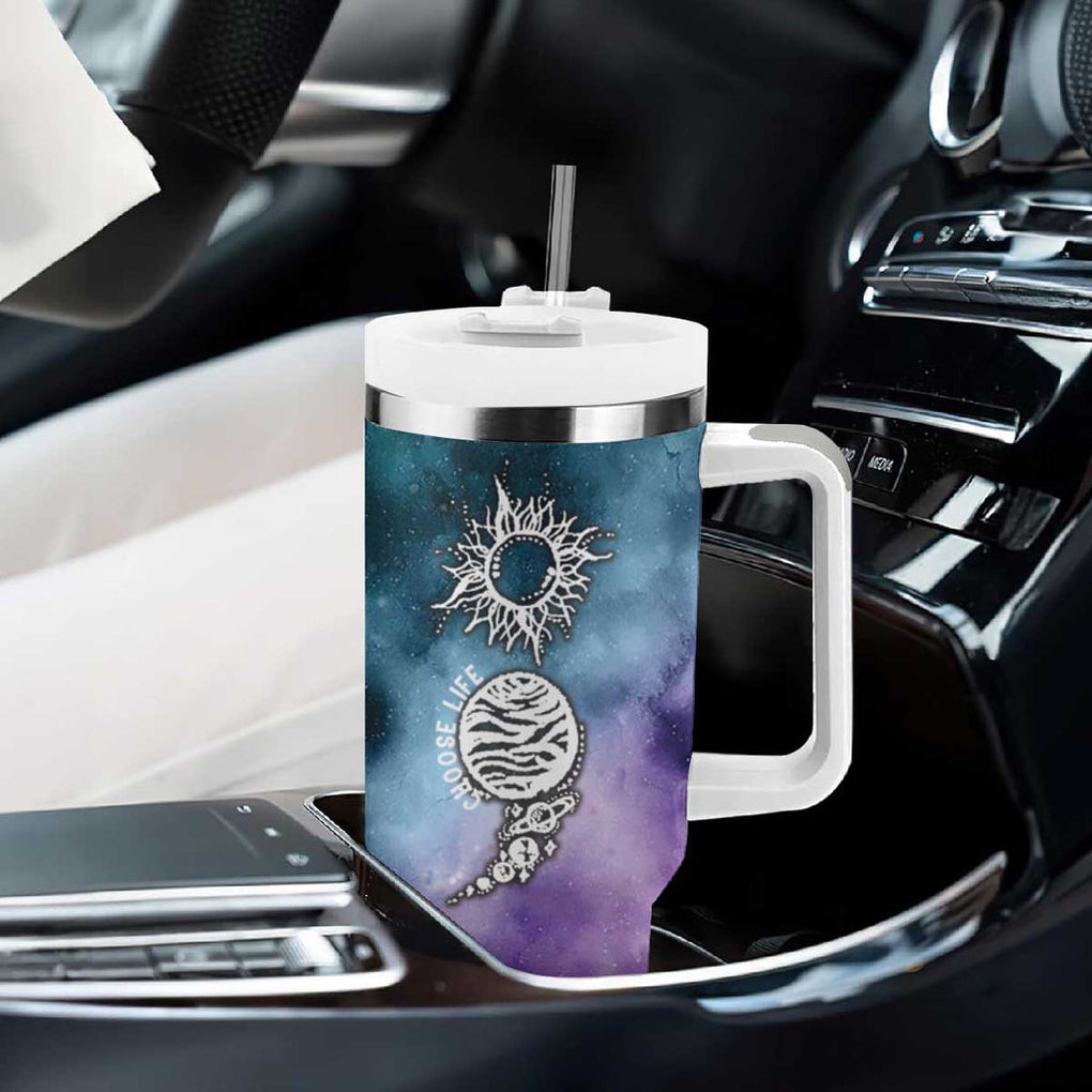 Suicide Prevention Awareness Tumbler With Handle Choose Life Planets Semicolon Teal Purple Galaxy Outer Space TB09 Print Your Wear
