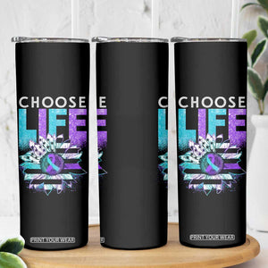 Suicide Prevention Skinny Tumbler Choose Life Sunflower American Flag TB09 Print Your Wear