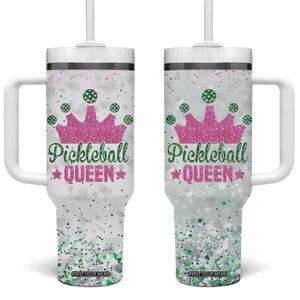 Gifts for Pickleball Lover Tumbler With Handle Pickleball Queen TB09 One Size: 40 oz Pink Green Print Your Wear