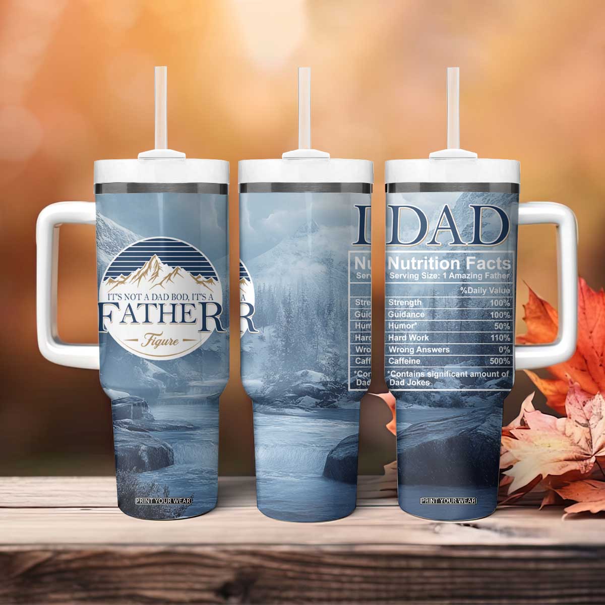 Gifts For Dad Tumbler With Handle It's Not A Dad Bod It's A Father Figure TB09 Print Your Wear