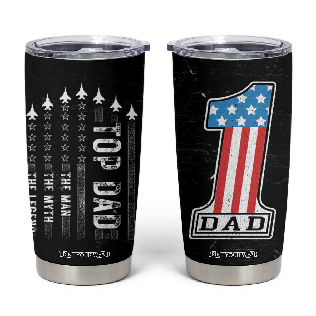Gifts For Dad Tumbler Cup Top Dad American Patriotic TB09 Black Print Your Wear