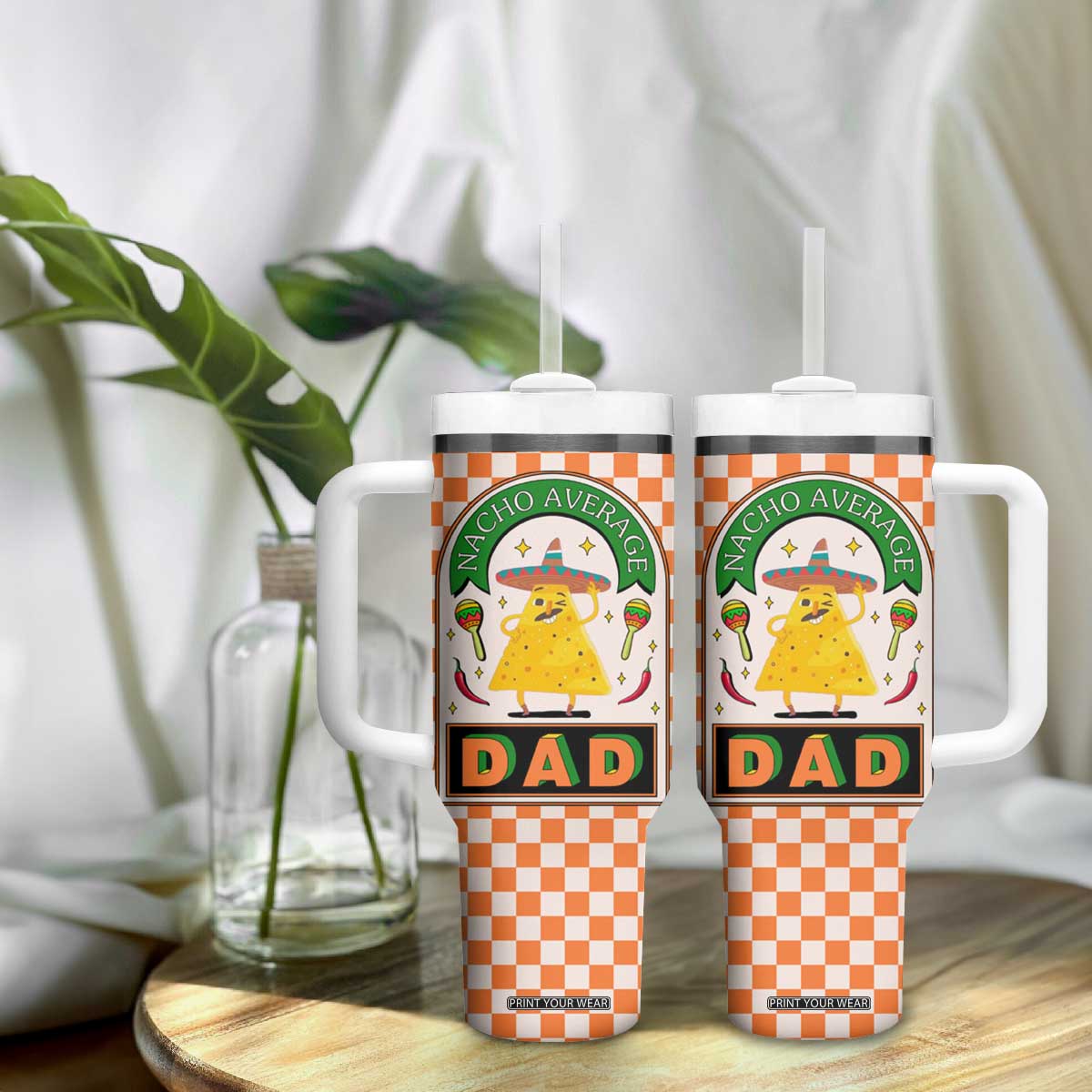 Best Dad Ever Tumbler With Handle Nacho Average Dad Spanish Funny Gifts For Dad TB09 Print Your Wear