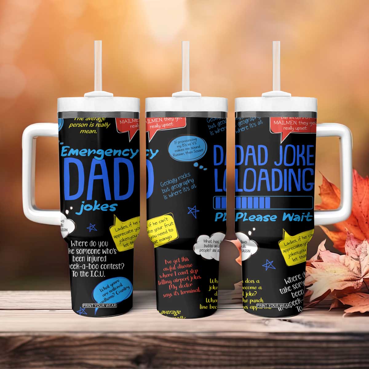Funny Gifts For Dad Tumbler With Handle Emergency Dad Jokes TB09 Print Your Wear