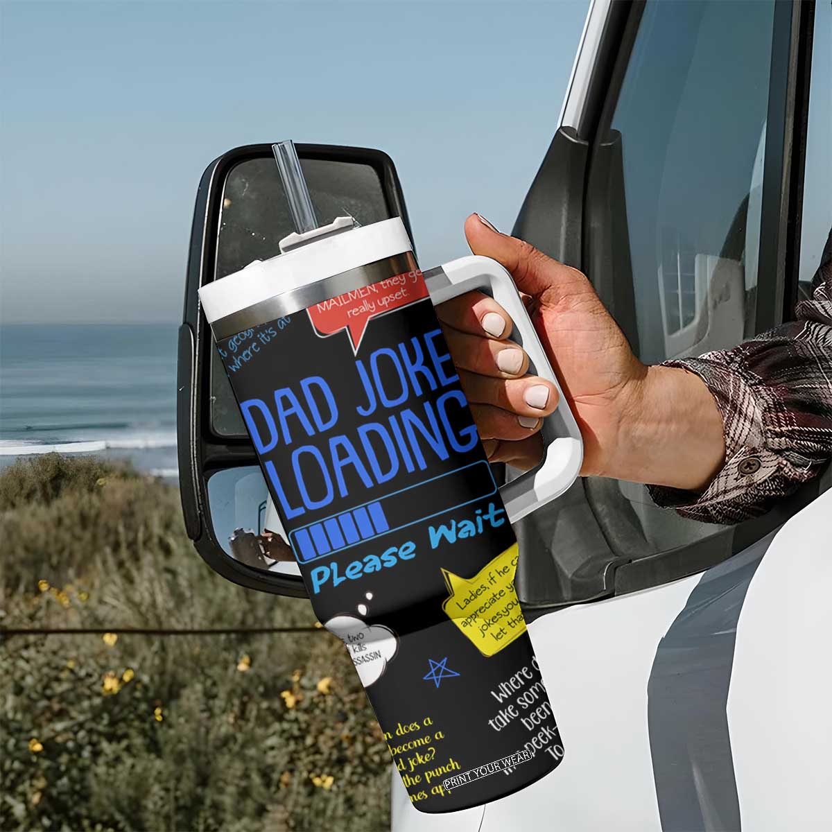 Funny Gifts For Dad Tumbler With Handle Emergency Dad Jokes TB09 Print Your Wear