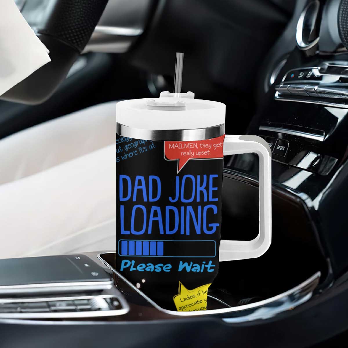 Funny Gifts For Dad Tumbler With Handle Emergency Dad Jokes