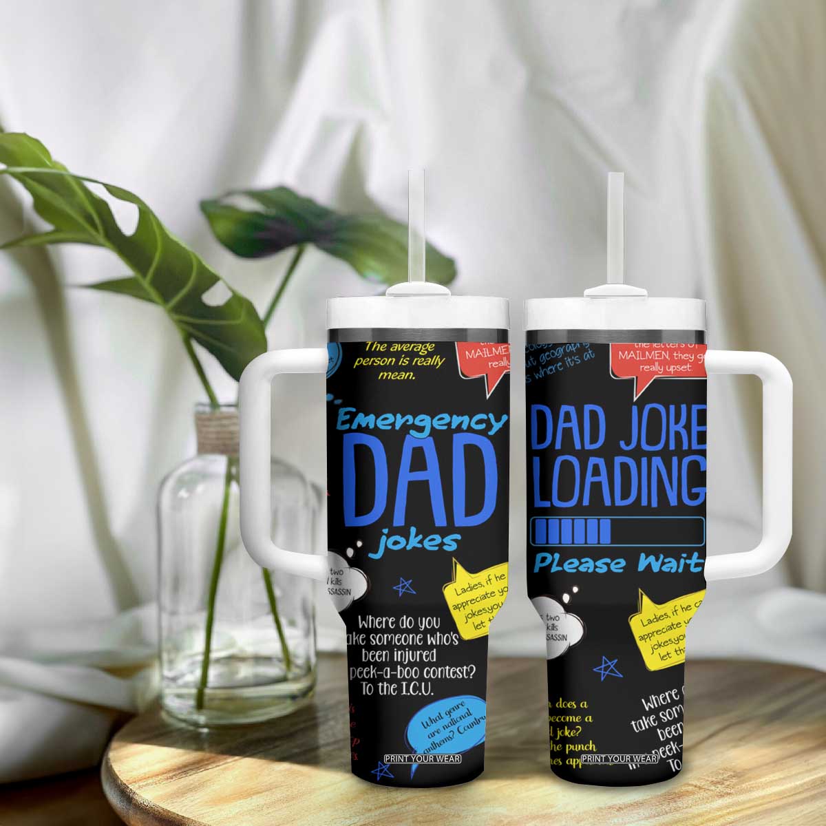 Funny Gifts For Dad Tumbler With Handle Emergency Dad Jokes