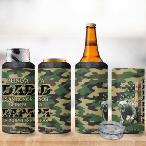 Papabear Best Dad Ever 4 in 1 Can Cooler Tumbler Being A Dad Is An Honor Being A Papa Is Priceless TB09 Print Your Wear