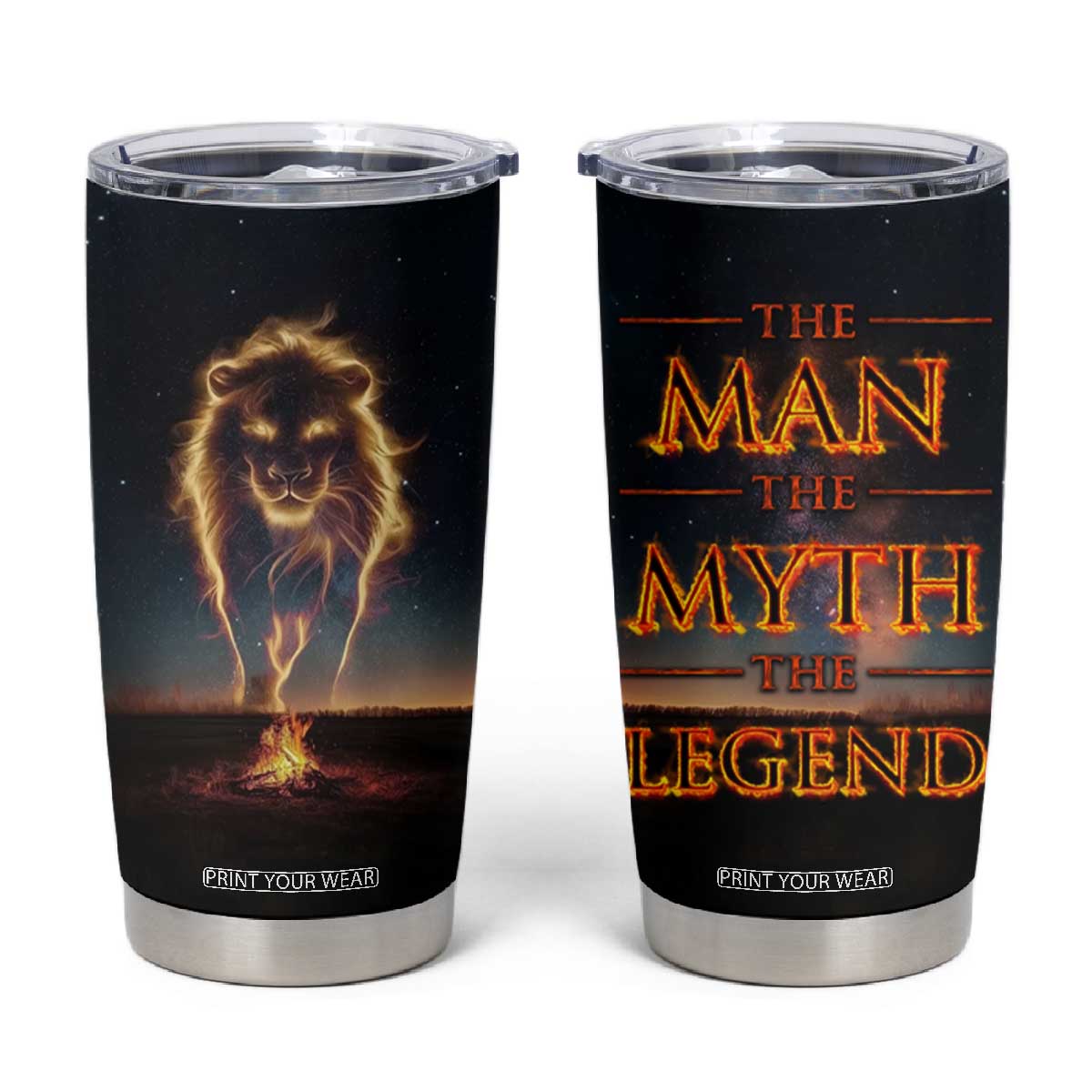 Gifts For Dad Tumbler Cup The Man The Myth The Legend Strong Lion TB09 Night Print Your Wear