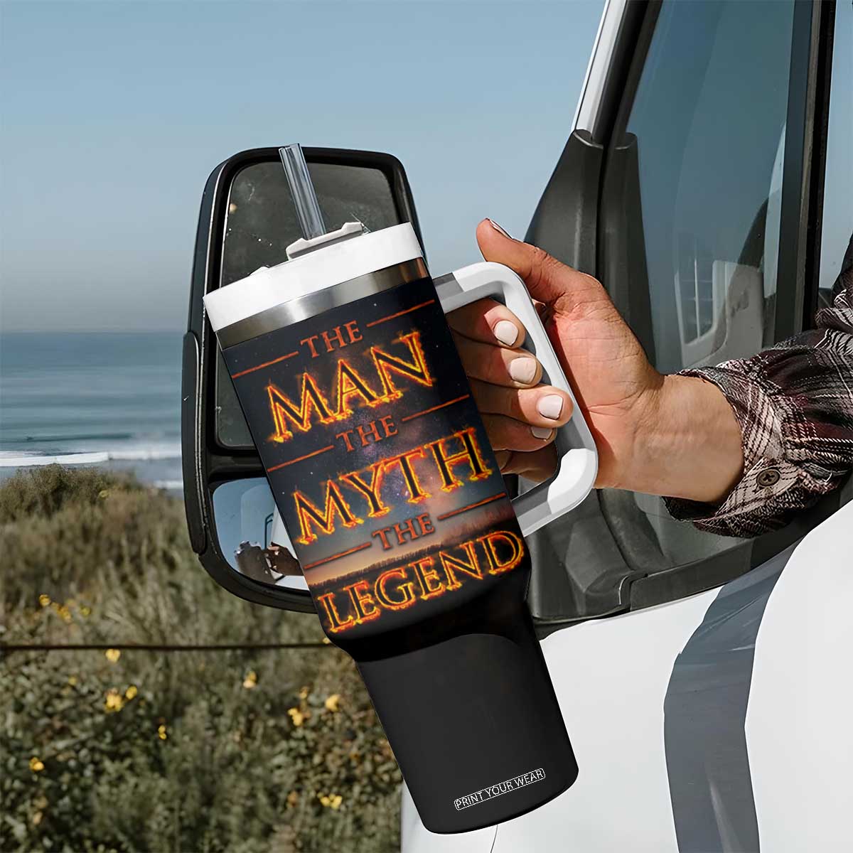 Gifts For Dad Tumbler With Handle The Man The Myth The Legend Strong Lion TB09 Print Your Wear