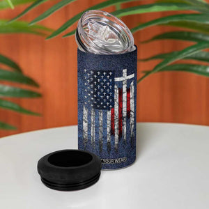 Blessed Dad Christian 4 in 1 Can Cooler Tumbler Christ Cross Patriotic American Flag TB09 Print Your Wear