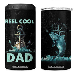 Gifts For Fishing Dad 4 in 1 Can Cooler Tumbler Reel Cool Dad TB09 One Size: 16 oz Black Print Your Wear