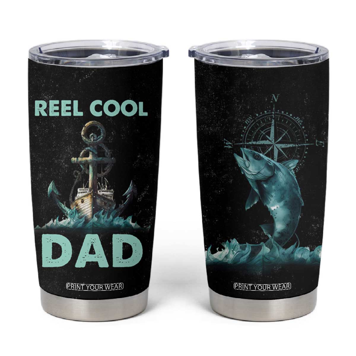 Gifts For Fishing Dad Tumbler Cup Reel Cool Dad TB09 Black Print Your Wear