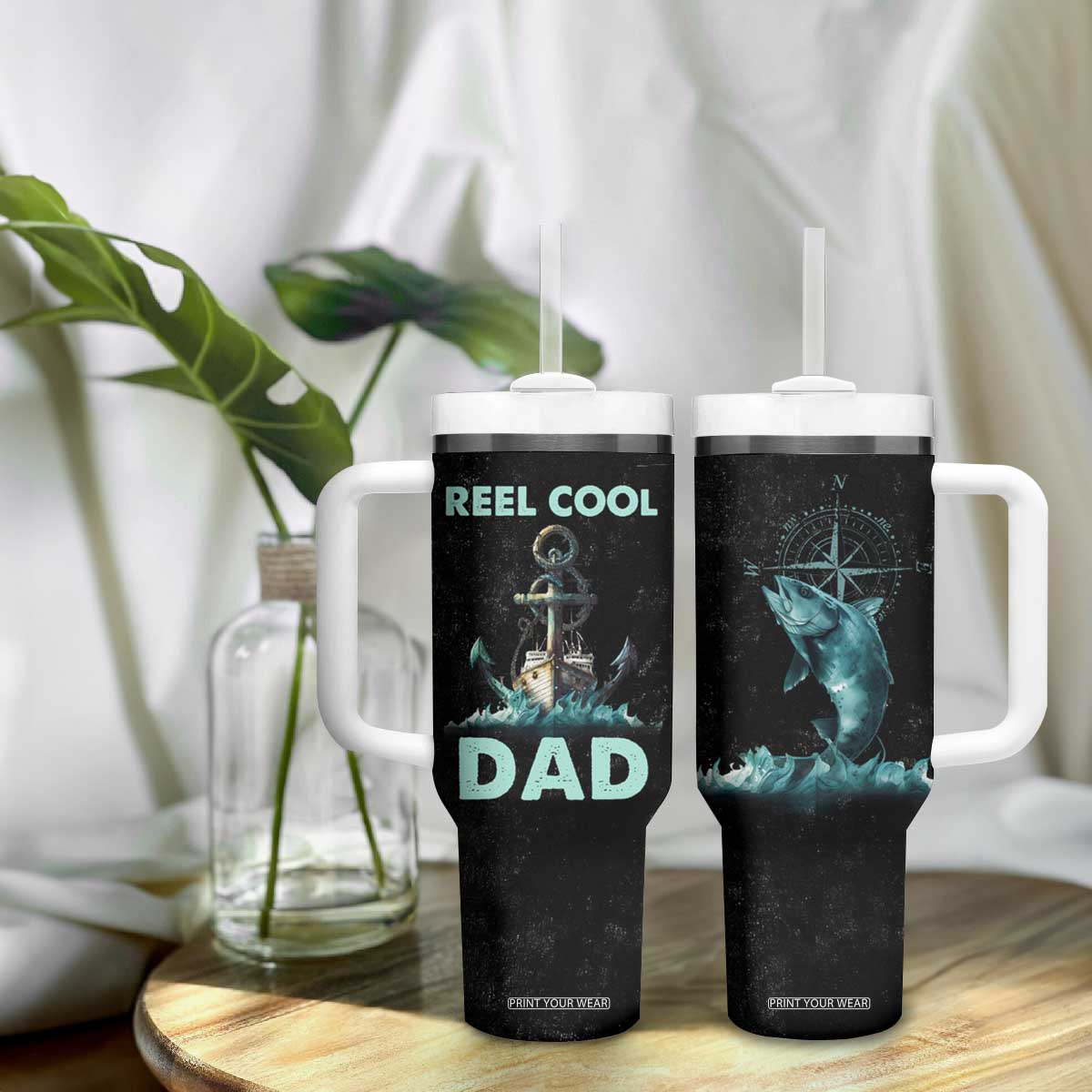 Gifts For Fishing Dad Tumbler With Handle Reel Cool Dad TB09 Print Your Wear