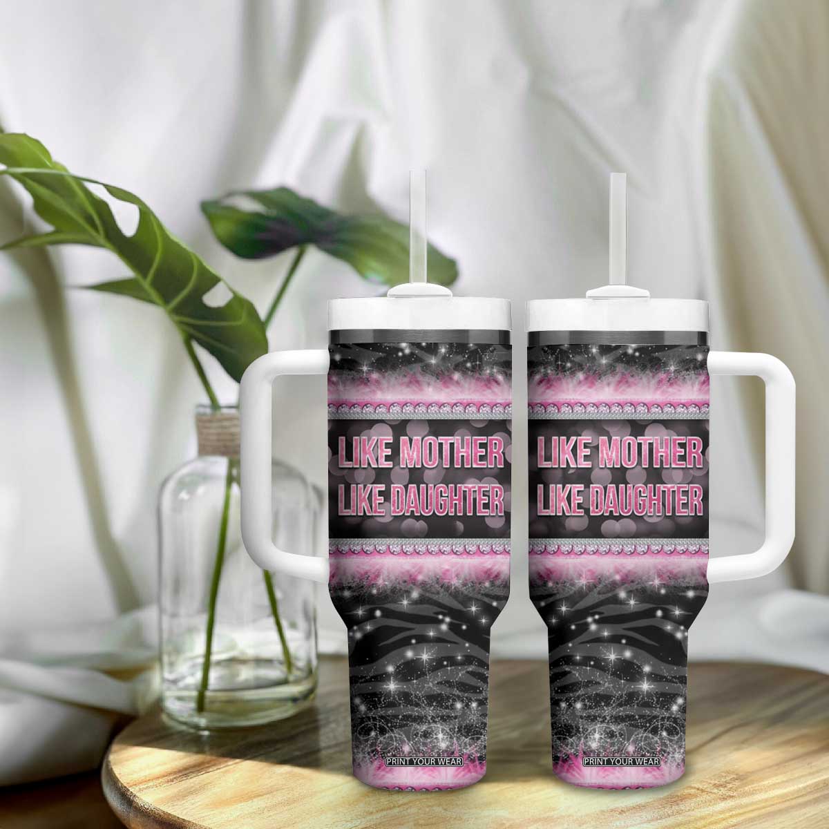 Gifts For Mom Tumbler With Handle Like Mother Like Daughter Slay Mom TB09 Print Your Wear