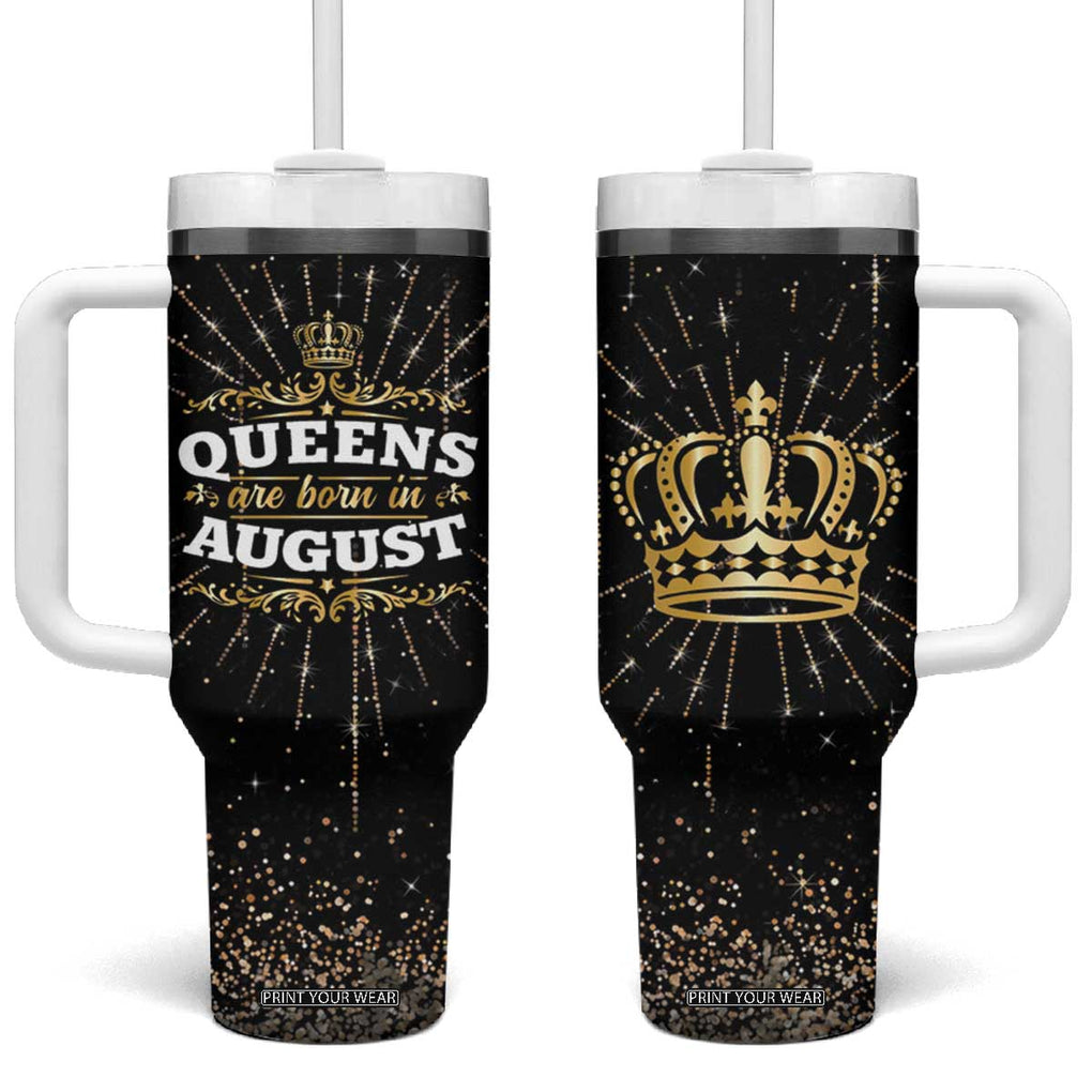 Birthday Gifts For Women Tumbler With Handle Queens Are Born In August TB09 One Size: 40 oz Black Print Your Wear