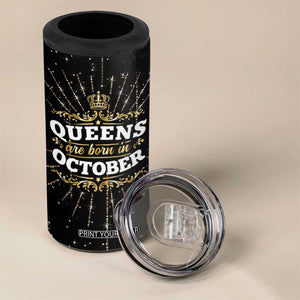 Birthday Gifts For Women 4 in 1 Can Cooler Tumbler Queens Are Born In October TB09 Print Your Wear