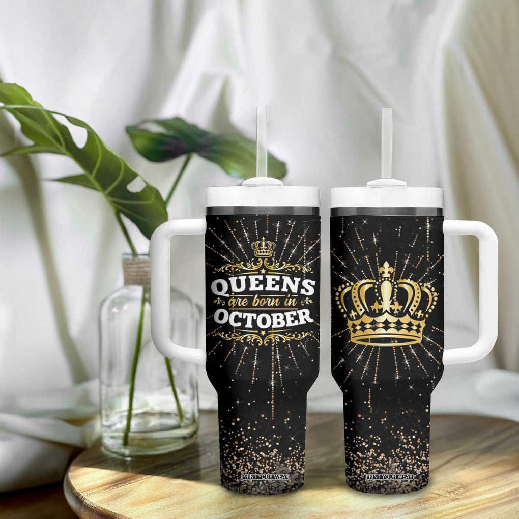 Birthday Gifts For Women Tumbler With Handle Queens Are Born In October TB09 Print Your Wear