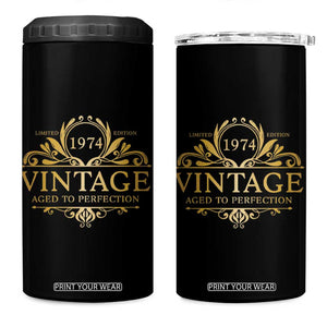 Funny Birthday Gifts 4 in 1 Can Cooler Tumbler Vintage 1974 Aged To Perfection 50th Birthday TB09 One Size: 16 oz Black Print Your Wear