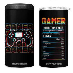 Funny Gamer Nutrition Facts 4 in 1 Can Cooler Tumbler TB09 One Size: 16 oz Black Print Your Wear