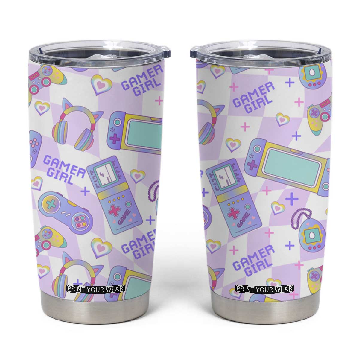 Funny Gifts For Gamer Girl Tumbler Cup TB09 Checkerboard Print Your Wear