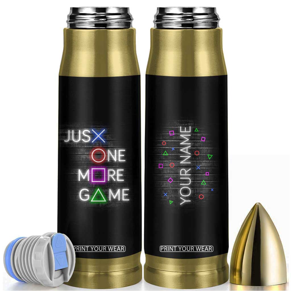 Personalized Gamer Bullet Tumbler Custom Name Just One More Game Gaming TB09 Black Print Your Wear