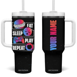 Personalized Gamer Tumbler With Handle Custom Name Eat Sleep Gaming Repeat TB09 One Size: 40 oz Black Print Your Wear